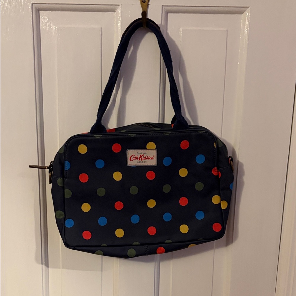Cath Kidston Navy Bag with Colorful Polka Dots